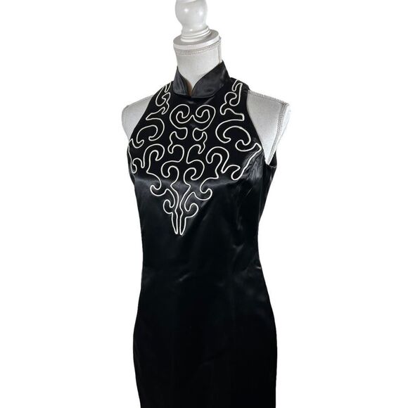 Vintage 90s Jessica McClintock x Gunne Sax Black Halter Pencil Dress - Picture 4 of 9